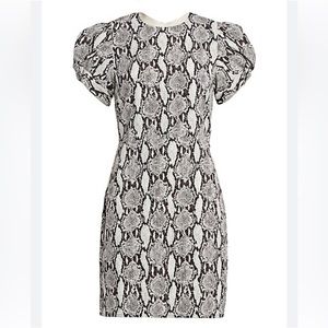 A.L.C. Brinley Puff-Sleeve Snake Print Sheath Dress
